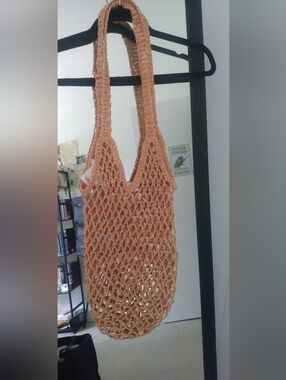 H&M Peach Crochet Market Tote